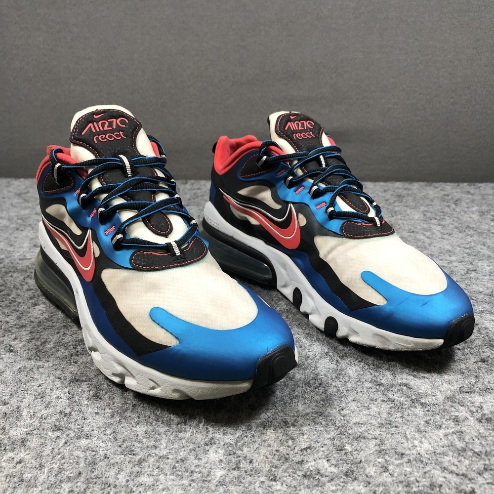 Nike Air Max 270 React Mens 10.5 Blue Red Multicolor Running Sneakers CT1616-400